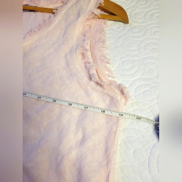 Tina Stephens | 100% Linen Fringe Tank Top | Pink | Size Small - Picture 5 of 10